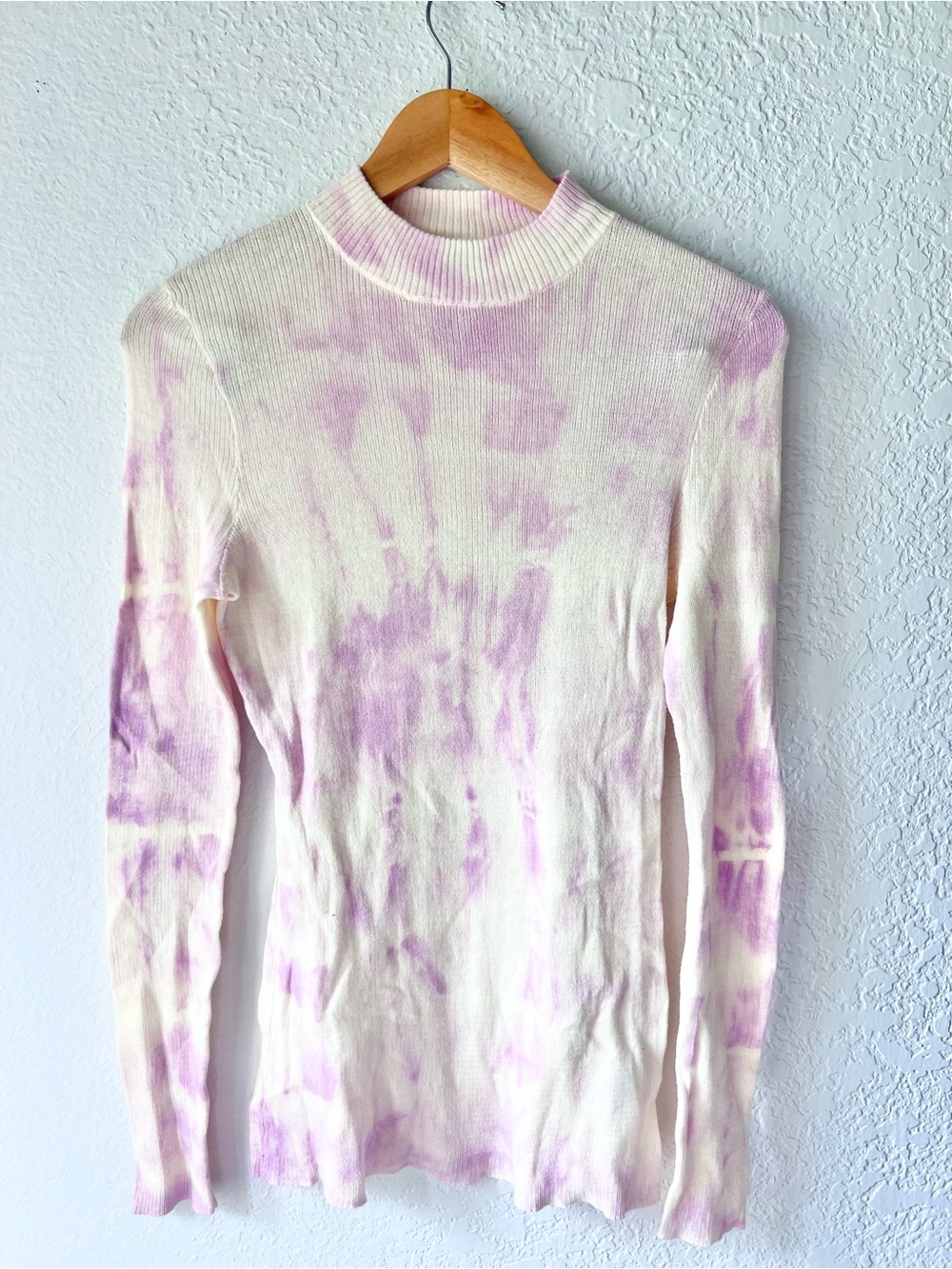 Something Navy Pink Tie Dye Mock Neck Sweater Sz M
